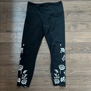 Athleta Leggings with Light Grey Floral Design